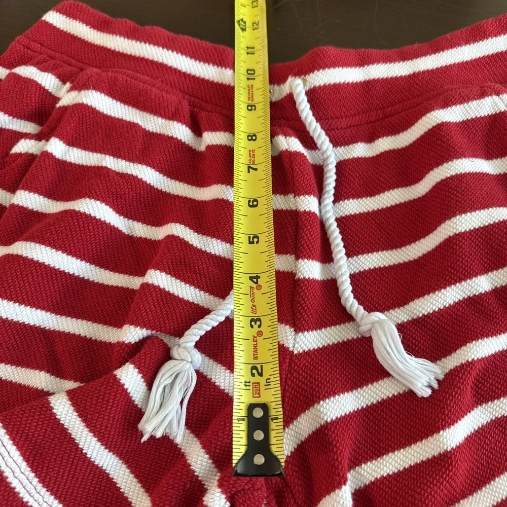 Talbots Beach Terry Shorts Luna Red White Stripe Drawstring Women Size M